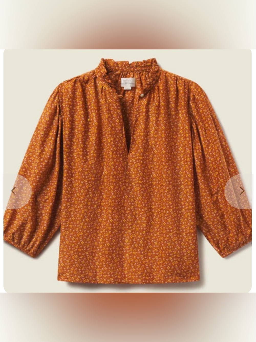 BNWT Trovata Birds of Paradis Orly Blouse Pecan Ditsy size XS $288 - Picture 2 of 8